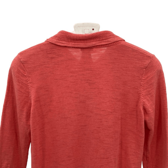 Weekends By Chico's Women's Orange Cotton Knit 3/4 Sleeve Zip-Up Cardigan Size 1 - Picture 4 of 11